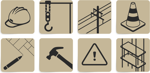 Vector drawing of set of construction site symbols