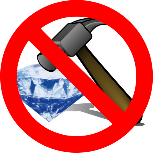 No breaking a diamond with a hammer sign vector illustration