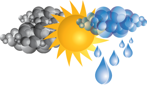 Symbol for Sun with bad weather clouds and rain vector image