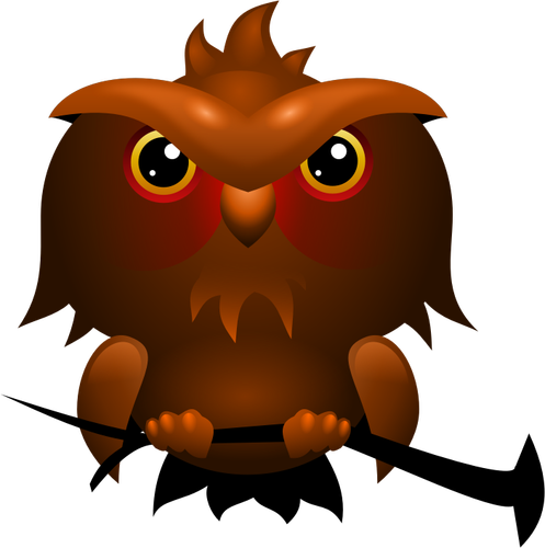 Big headed brown owl vector clip art