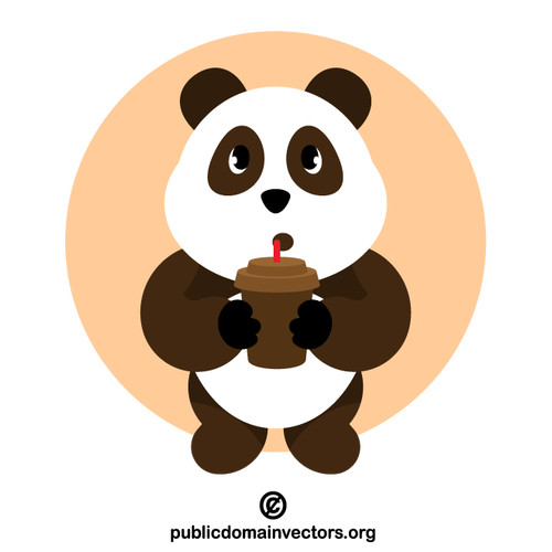 Panda pije kávu