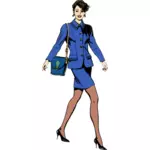 एक नीले सूट में व्यापार औरत के ड्राइंग वेक्टर