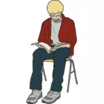 Векторный рисунок молодого человека, сидящего на стуле