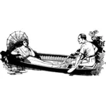 Пара в лодке векторное изображение