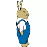 Hase im Overall-Vektor-ClipArt