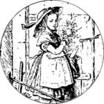 Gambar gadis dengan bunga