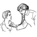 Doctor examinando una ilustración del paciente