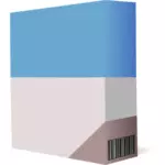 Vector illustraties van paars en blauw software doos met barcode