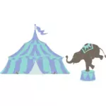 Vektor ClipArt-bilder av cirkustält med elefant