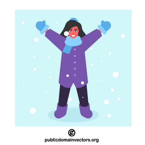 सर्दियों के कपड़े में खुश लड़की