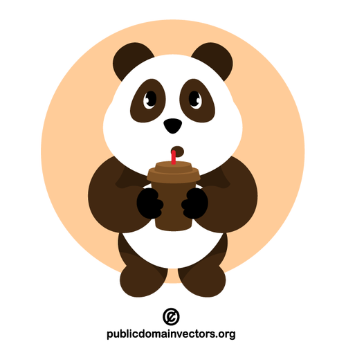 Panda drinks coffee