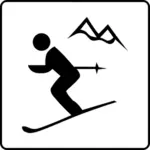 स्कीइंग सुविधाएं उपलब्ध साइन के ड्राइंग वेक्टर