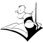 Çocukken bir kitap vektör resminin üst kısmında sürme