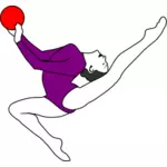 Gymnastics performer with a red ball vector image