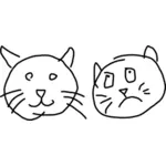 儿童图形的绘图的两个猫头