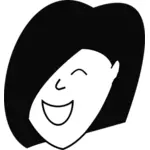 Mujer feliz con el cabello sobre ilustración vectorial de un ojo