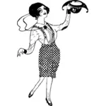 Vektorový obrázek šťastná dáma v kostkované šaty