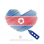 كوريا الشمالية العلم مع شكل القلب