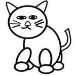Vektor Klipart černobílou karikaturu kotě