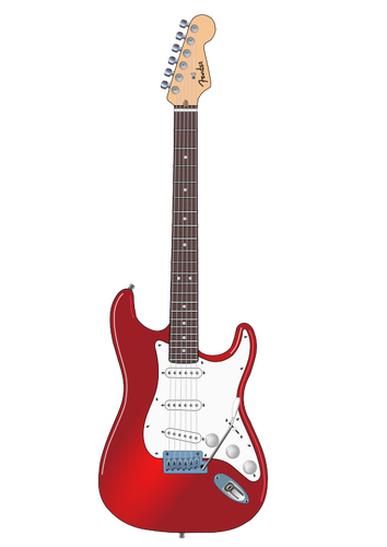 लाल इलेक्ट्रिक रॉक गिटार वेक्टर क्लिप आर्ट