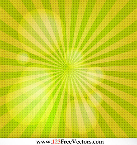 Rayons radiaux verts et jaunes