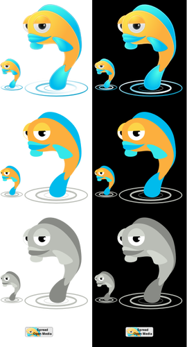 Kreslená ryba znaky Vektor Klipart