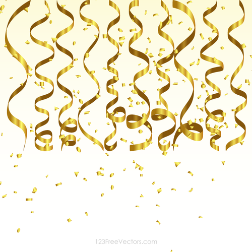 Gold Streamer och konfetti