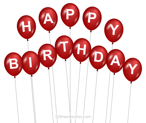 Rød Happy Birthday ballonger