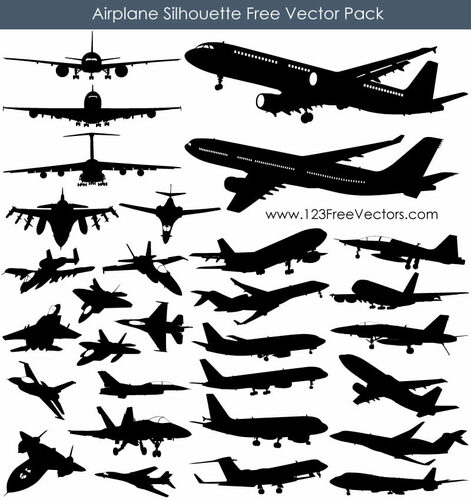 Pacote gráfico de silhuetas de avião