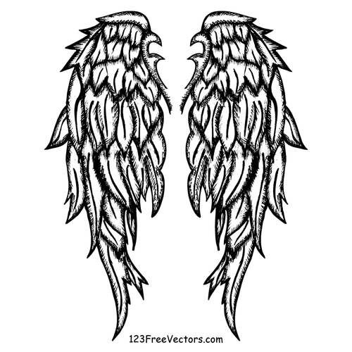 Ręcznie rysowane Angel Wings