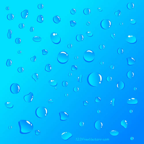 Kapky vody na modrém pozadí