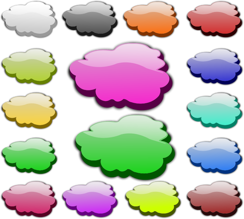 Conjunto de gráficos de vetor de bolhas de discurso colorido brilhante