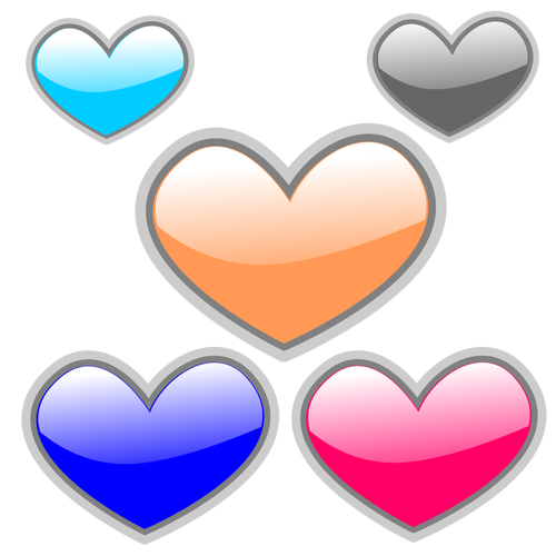 Selection of vector color glossy hearts