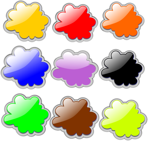 Awan-awan berwarna-warni set vektor ilustrasi
