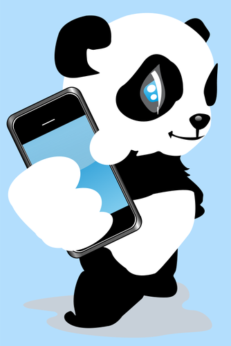 Панда с мобильного телефона векторное изображение