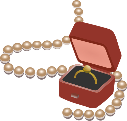 Schmuck-Box und Perlen-Vektor-Bild
