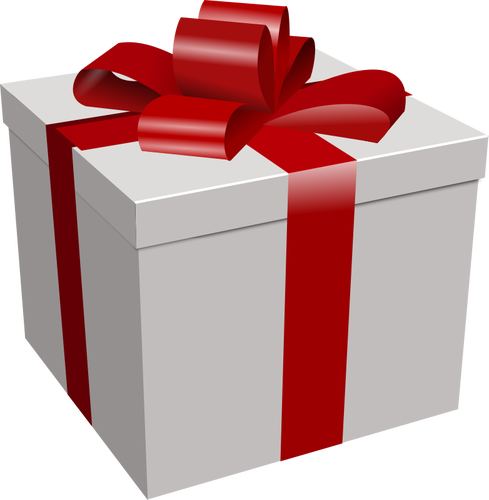 Векторное изображение белый подарок коробку с красной лентой
