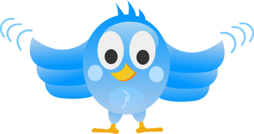चौड़े ड्राइंग tweeting पक्षी पंख के साथ फैल