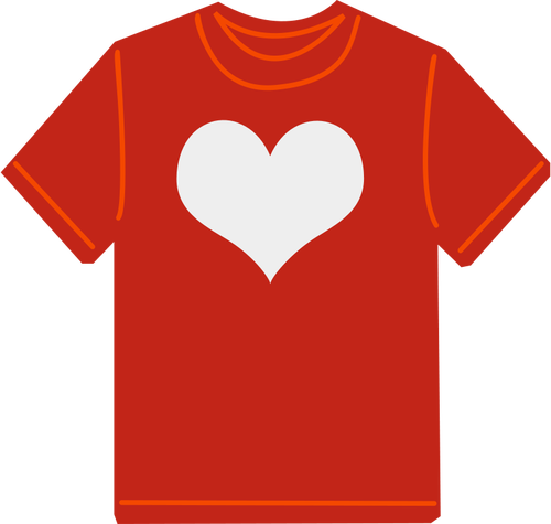 T-shirt rossa con immagine vettoriale cuore