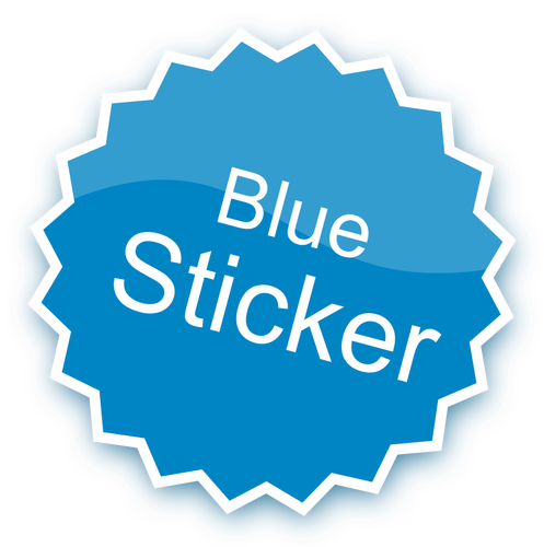 Blauwe sticker