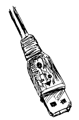 Wektor clipart ręki i ołówkiem rysowane złącze USB