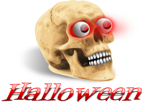 Страшный череп с красными глазами векторное изображение