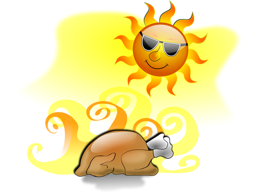 सूर्य वेक्टर छवि पर पके हुए टर्की