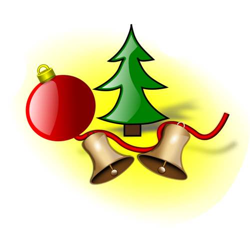 Рождественские колокольчики и шары вектор