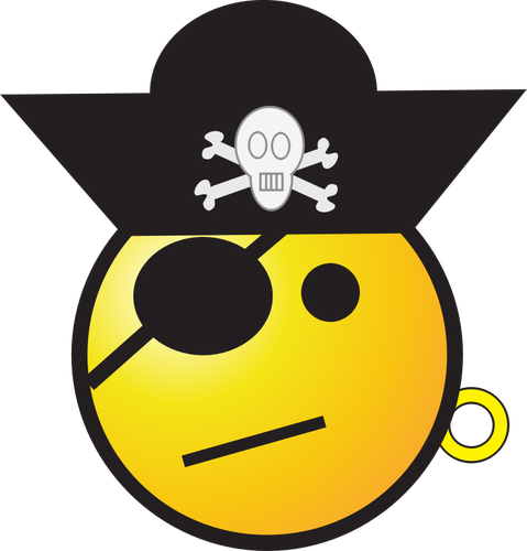 Vektor Klipart pirát smajlík s kloboukem