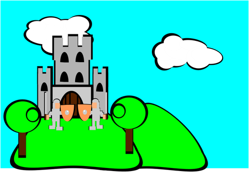 Castelo de desenhos animados com guardas