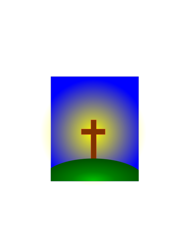 Крест на холме в расстояние векторное изображение