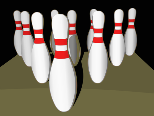 Bowling Tenpins mit Schatten-Vektor-ClipArts