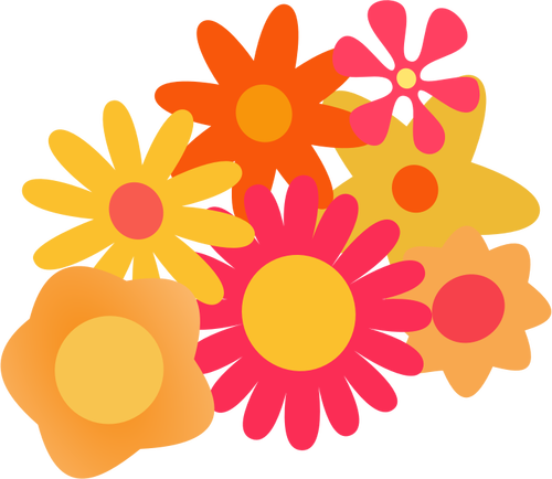 Illustrazione vettoriale di cluster di fiori diversi