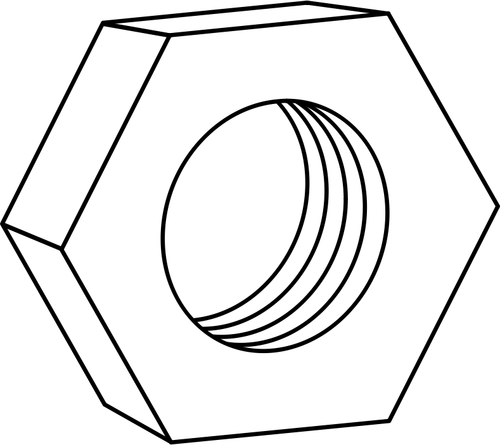 Ecrou hexagonal pour boulons de dessin vectoriel technique